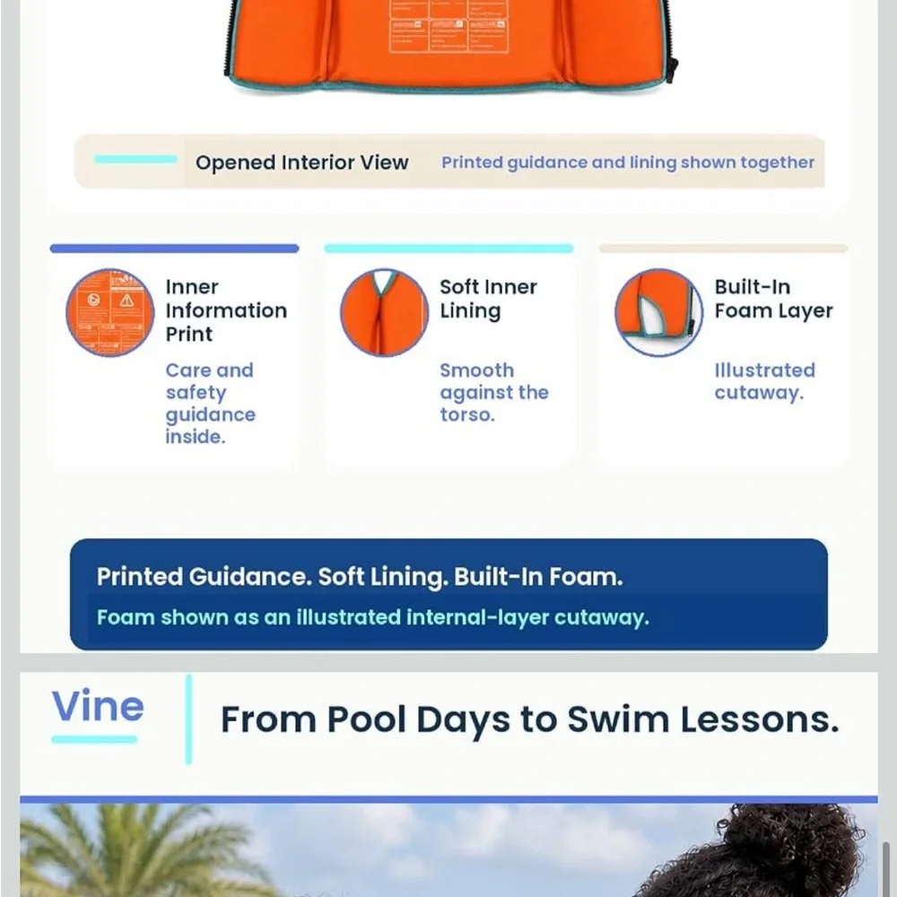 Kids Two-Tone Swim Vest - Yellow & Orange
